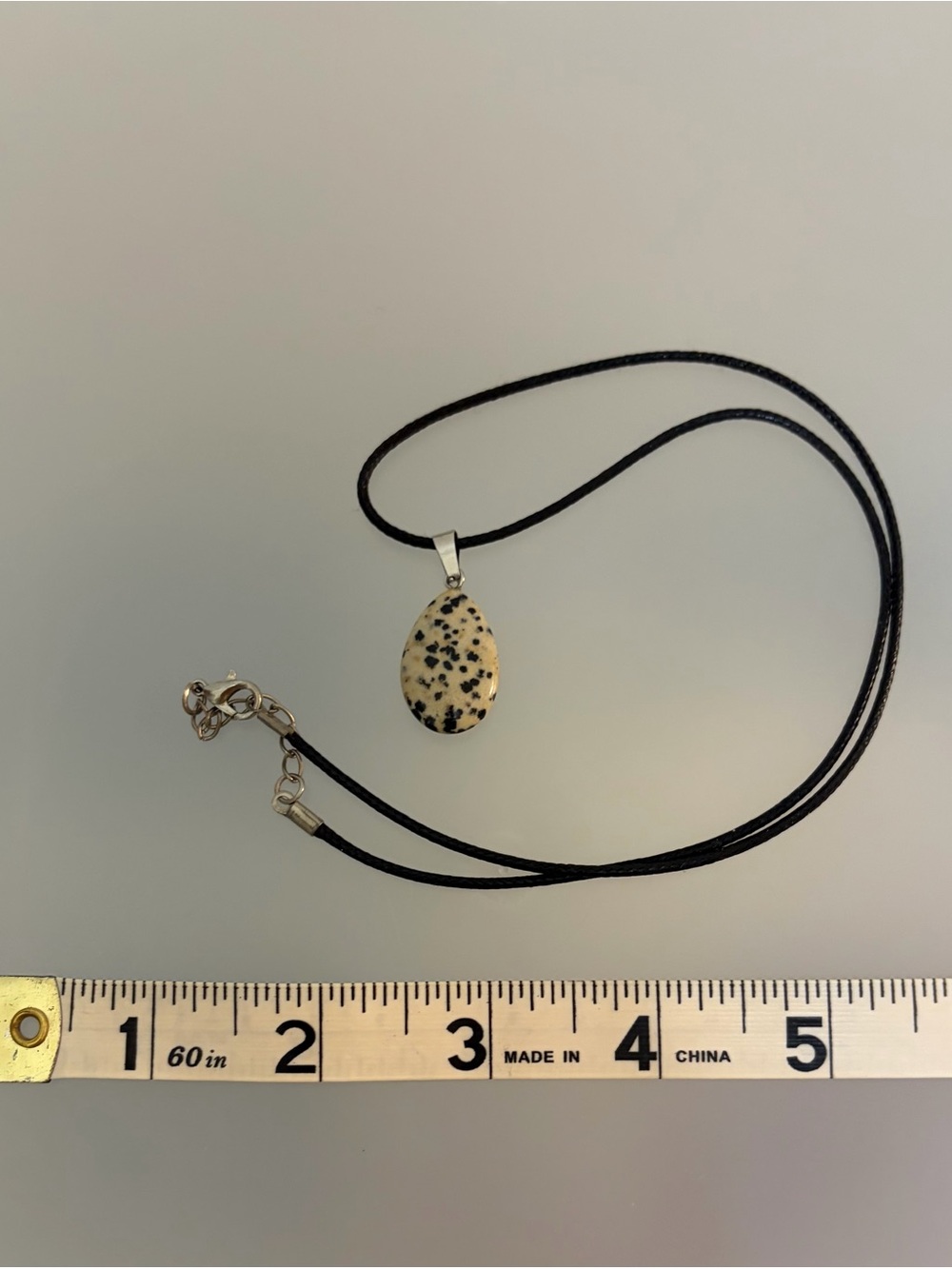 Unbranded Dalmatian Jasper (Dalmatianite) Pendant Black Cord Necklace